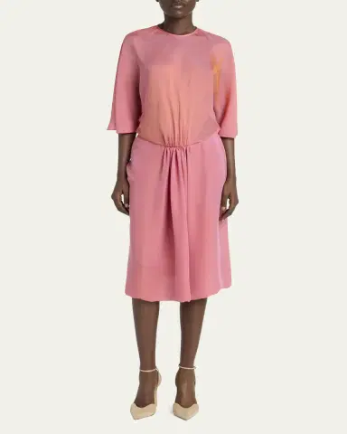 Giorgio Armani Iridescent Chiffon 3/4-Sleeve Midi Dress | Thumbnail 2 Giorgio Armani Iridescent Chiffon 3/4-Sleeve Midi Dress | Thumbnail 2