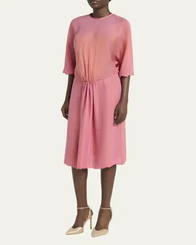 Giorgio Armani Iridescent Chiffon 3/4-Sleeve Midi Dress | Thumbnail 4 Giorgio Armani Iridescent Chiffon 3/4-Sleeve Midi Dress | Thumbnail 4