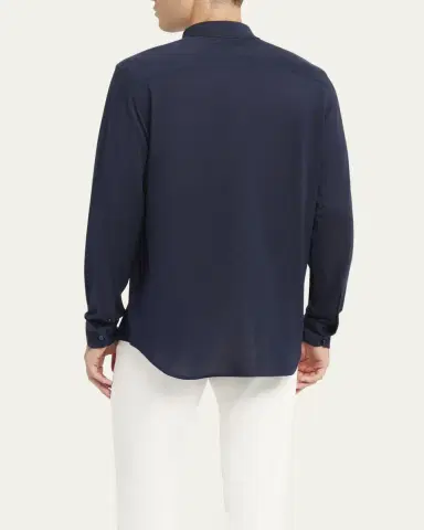 Brioni Men's Silk Pique Sport Shirt | Thumbnail 3 Brioni Men's Silk Pique Sport Shirt | Thumbnail 3