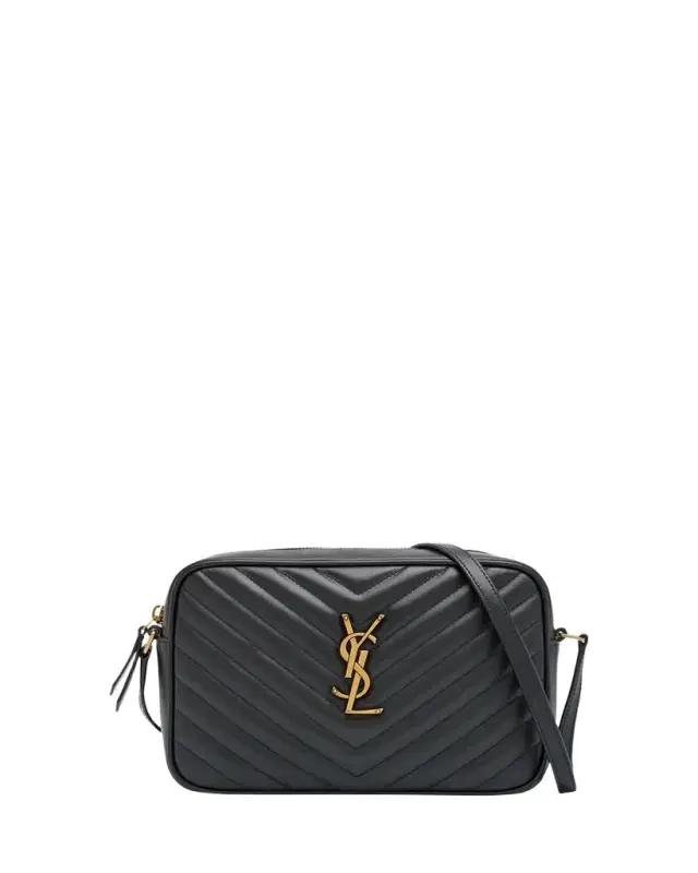 Lou Medium YSL Camera Bag with Pocket in Quilted Leather