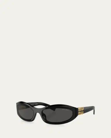 Miu Miu 14ZSF Logo Oval Acetate Sunglasses | Thumbnail 2 Miu Miu 14ZSF Logo Oval Acetate Sunglasses | Thumbnail 2