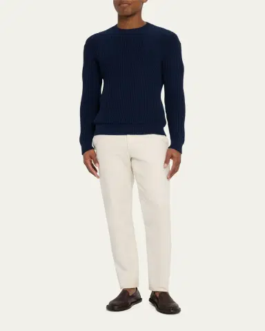 Bergdorf Goodman Men's Wide Rib Cotton Crewneck Sweater | Thumbnail 2