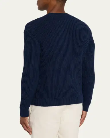 Bergdorf Goodman Men's Wide Rib Cotton Crewneck Sweater | Thumbnail 3