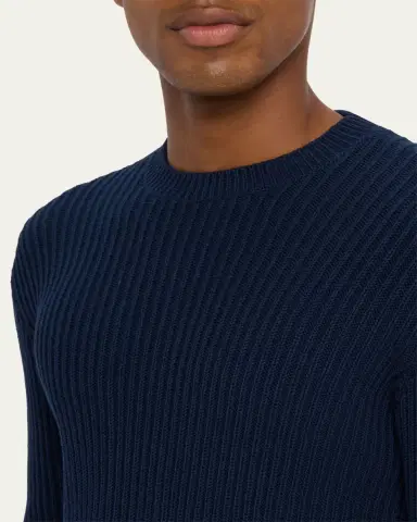 Bergdorf Goodman Men's Wide Rib Cotton Crewneck Sweater | Thumbnail 5