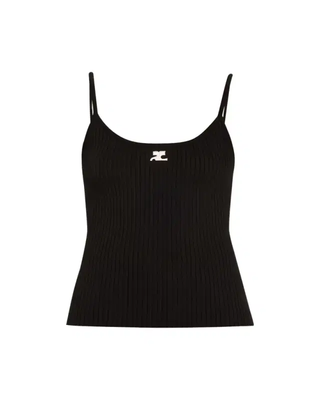 Courreges Logo Ribbed Knit Tank Top