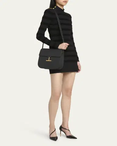Tom Ford Tara Medium Crossbody in Grained Leather with Leather Strap | Thumbnail 5
