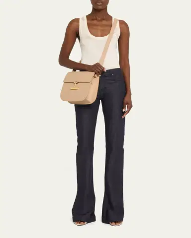 Tom Ford Tara Medium Crossbody in Grained Leather with Leather Strap | Thumbnail 9