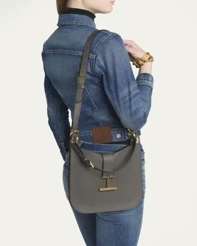 TOM FORD Tara Small Hobo Crossbody in Grained Leather | Thumbnail 6