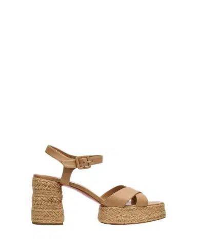 Christian Louboutin 70mm Calakala Leather Crisscross Espadrille Sandals | Thumbnail 1 Christian Louboutin 70mm Calakala Leather Crisscross Espadrille Sandals | Thumbnail 1