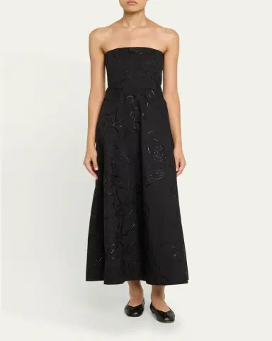 BERNADETTE Odette Strapless Camelia Sequined Midi Dress | Thumbnail 2 BERNADETTE Odette Strapless Camelia Sequined Midi Dress | Thumbnail 2