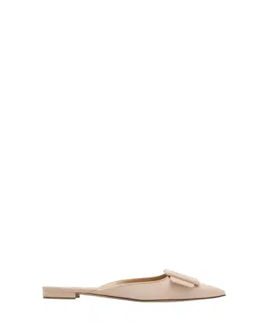 Manolo Blahnik Maysale Suede Buckle Ballerina Mules | Thumbnail 1
