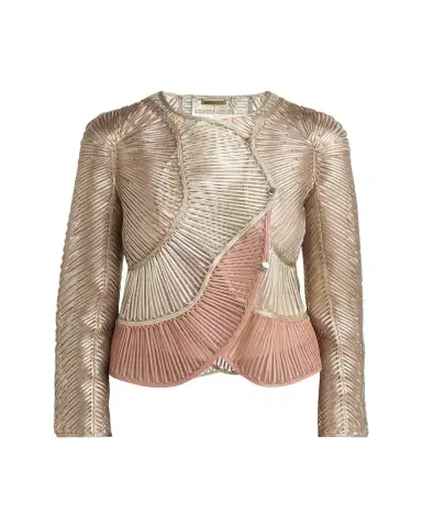 Giorgio Armani Metallic Soutache Two-Tone Leather Jacket | Thumbnail 1