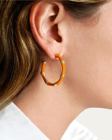 Anabel Aram Jewelry Bamboo Enameled Hoop Earrings | Thumbnail 2
