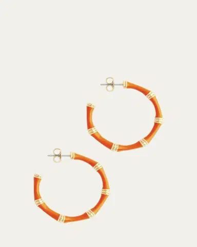 Anabel Aram Jewelry Bamboo Enameled Hoop Earrings | Thumbnail 3
