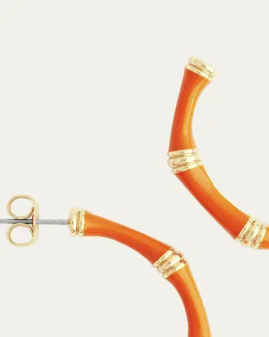 Anabel Aram Jewelry Bamboo Enameled Hoop Earrings | Thumbnail 4