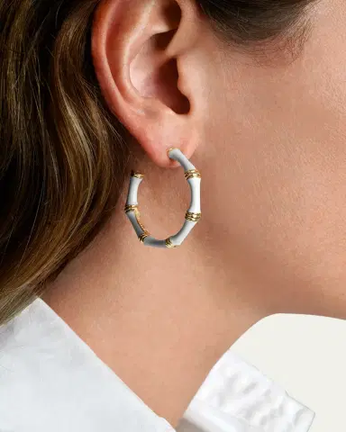 Anabel Aram Jewelry Bamboo Enameled Hoop Earrings | Thumbnail 2 Anabel Aram Jewelry Bamboo Enameled Hoop Earrings | Thumbnail 2
