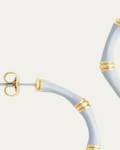 Anabel Aram Jewelry Bamboo Enameled Hoop Earrings | Thumbnail 4 Anabel Aram Jewelry Bamboo Enameled Hoop Earrings | Thumbnail 4