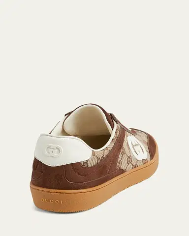 Gucci Men's G75 Suede and GG Supreme Retro Low-Top Sneakers | Thumbnail 2