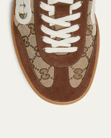 Gucci Men's G75 Suede and GG Supreme Retro Low-Top Sneakers | Thumbnail 3