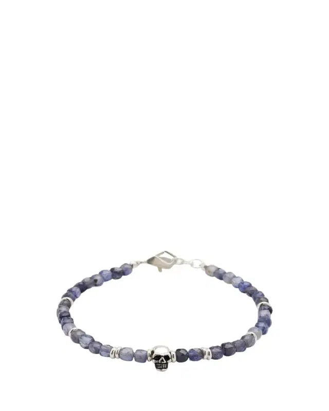 Men's Gemstone Skull Beaded Bracelet