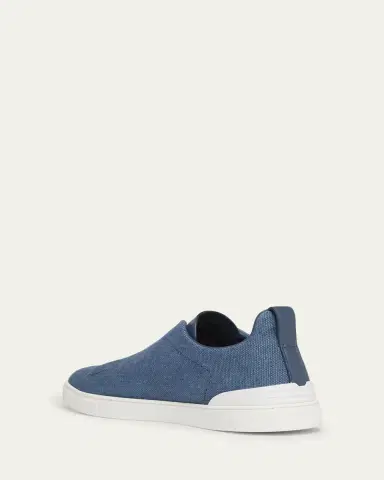 ZEGNA Men's Triple Stitch Linen Slip-On Sneakers | Thumbnail 2
