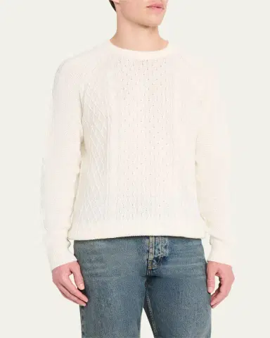 Bergdorf Goodman Men's Aran Linen-Cashmere Sweater | Thumbnail 4