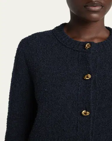 Bottega Veneta Knot-Button Boucle Knit Cardigan | Thumbnail 5