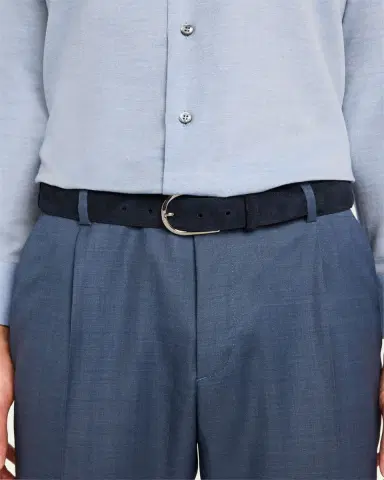 Brioni Men's Suede Round-Buckle Belt | Thumbnail 2