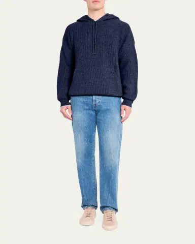 Bergdorf Goodman Men's Cashmere English Rib Hoodie | Thumbnail 2