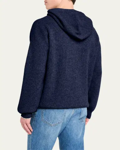 Bergdorf Goodman Men's Cashmere English Rib Hoodie | Thumbnail 3