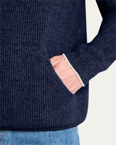 Bergdorf Goodman Men's Cashmere English Rib Hoodie | Thumbnail 5