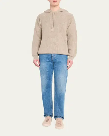 Bergdorf Goodman Men's Cashmere English Rib Hoodie | Thumbnail 6