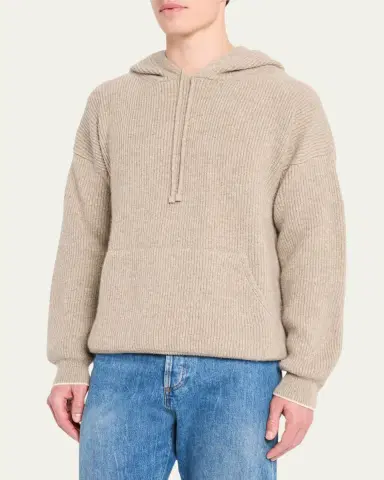 Bergdorf Goodman Men's Cashmere English Rib Hoodie | Thumbnail 8