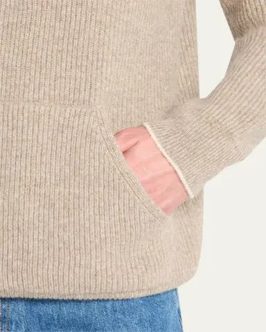 Bergdorf Goodman Men's Cashmere English Rib Hoodie | Thumbnail 9