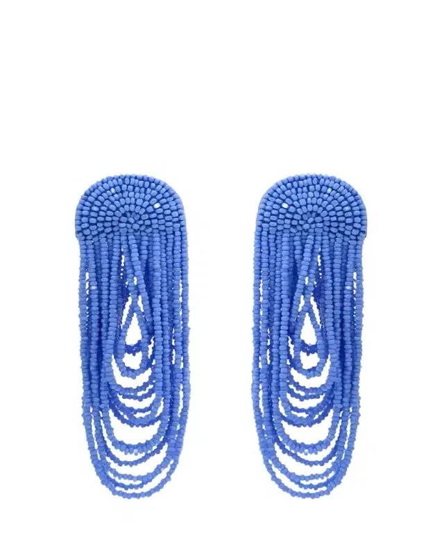 Oscar de la Renta Beaded Double Curtain Earrings