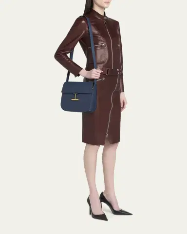 Tom Ford Tara Medium Crossbody in Grained Leather with Leather Strap | Thumbnail 12