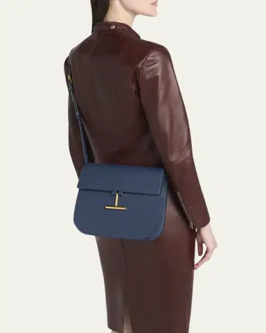 Tom Ford Tara Medium Crossbody in Grained Leather with Leather Strap | Thumbnail 9