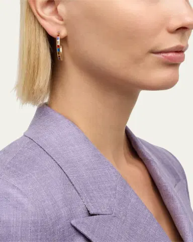 Jan Leslie Dash Rectangle Gemstone Hoop Earrings | Thumbnail 2 Jan Leslie Dash Rectangle Gemstone Hoop Earrings | Thumbnail 2