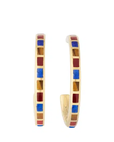 Jan Leslie Dash Rectangle Gemstone Hoop Earrings | Thumbnail 1 Jan Leslie Dash Rectangle Gemstone Hoop Earrings | Thumbnail 1