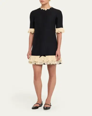 Valentino Garavani Ruffle Silk Crepe Mini Dress | Thumbnail 4 Valentino Garavani Ruffle Silk Crepe Mini Dress | Thumbnail 4