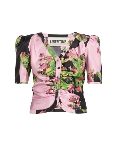 Libertine Monaco Pink London Terrace Ruched Silk Top | Thumbnail 1
