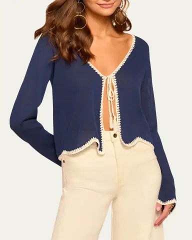 Ramy Brook Tara Crochet-Trim Cardigan | Thumbnail 3