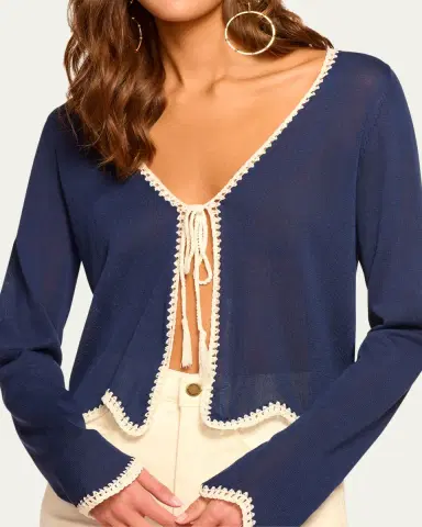 Ramy Brook Tara Crochet-Trim Cardigan | Thumbnail 4
