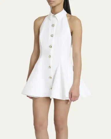 Balmain Halter Popeline Fit-&-Flare Mini Shirtdress | Thumbnail 4 Balmain Halter Popeline Fit-&-Flare Mini Shirtdress | Thumbnail 4