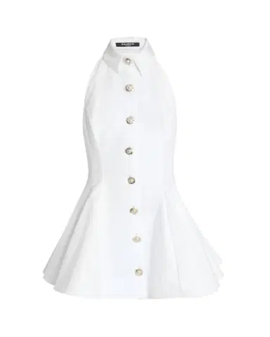 Balmain Halter Popeline Fit-&-Flare Mini Shirtdress | Thumbnail 1 Balmain Halter Popeline Fit-&-Flare Mini Shirtdress | Thumbnail 1