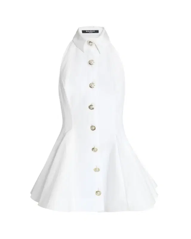 Halter Popeline Fit-&-Flare Mini Shirtdress