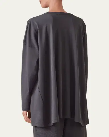 Eskandar Side-Paneled V-Neck T-Shirt (Long Length) | Thumbnail 3 Eskandar Side-Paneled V-Neck T-Shirt (Long Length) | Thumbnail 3