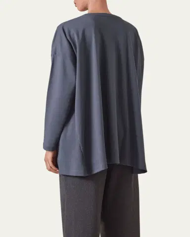Eskandar Side-Paneled V-Neck T-Shirt (Long Length) | Thumbnail 6 Eskandar Side-Paneled V-Neck T-Shirt (Long Length) | Thumbnail 6