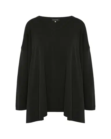 Eskandar Side-Paneled V-Neck T-Shirt (Long Length) | Thumbnail 1 Eskandar Side-Paneled V-Neck T-Shirt (Long Length) | Thumbnail 1