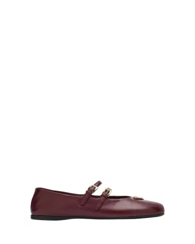 Prada Nappa Leather Double-Strap Triangle Logo Ballerina Flats | Thumbnail 1 Prada Nappa Leather Double-Strap Triangle Logo Ballerina Flats | Thumbnail 1